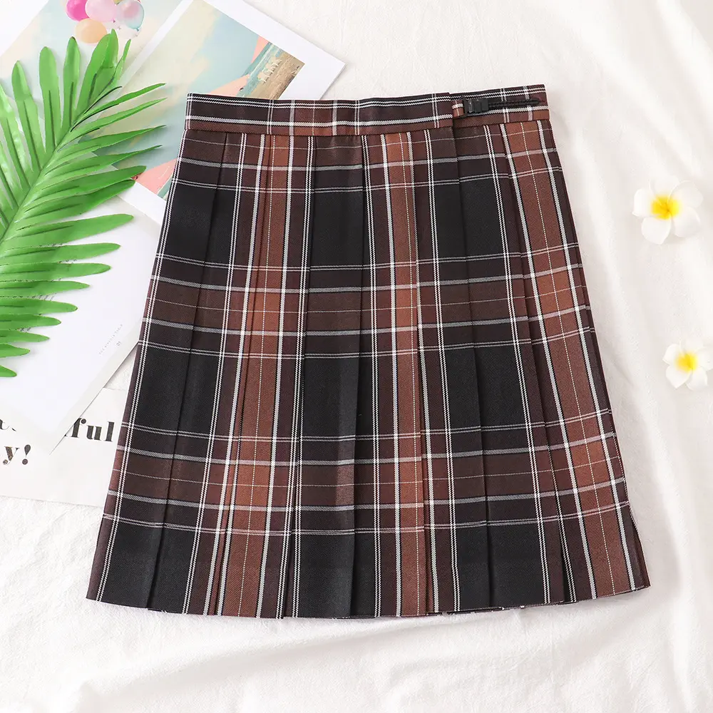 Japanese College High Waist Black Sugar Ginger Tea JK Uniform Pleated Skirt