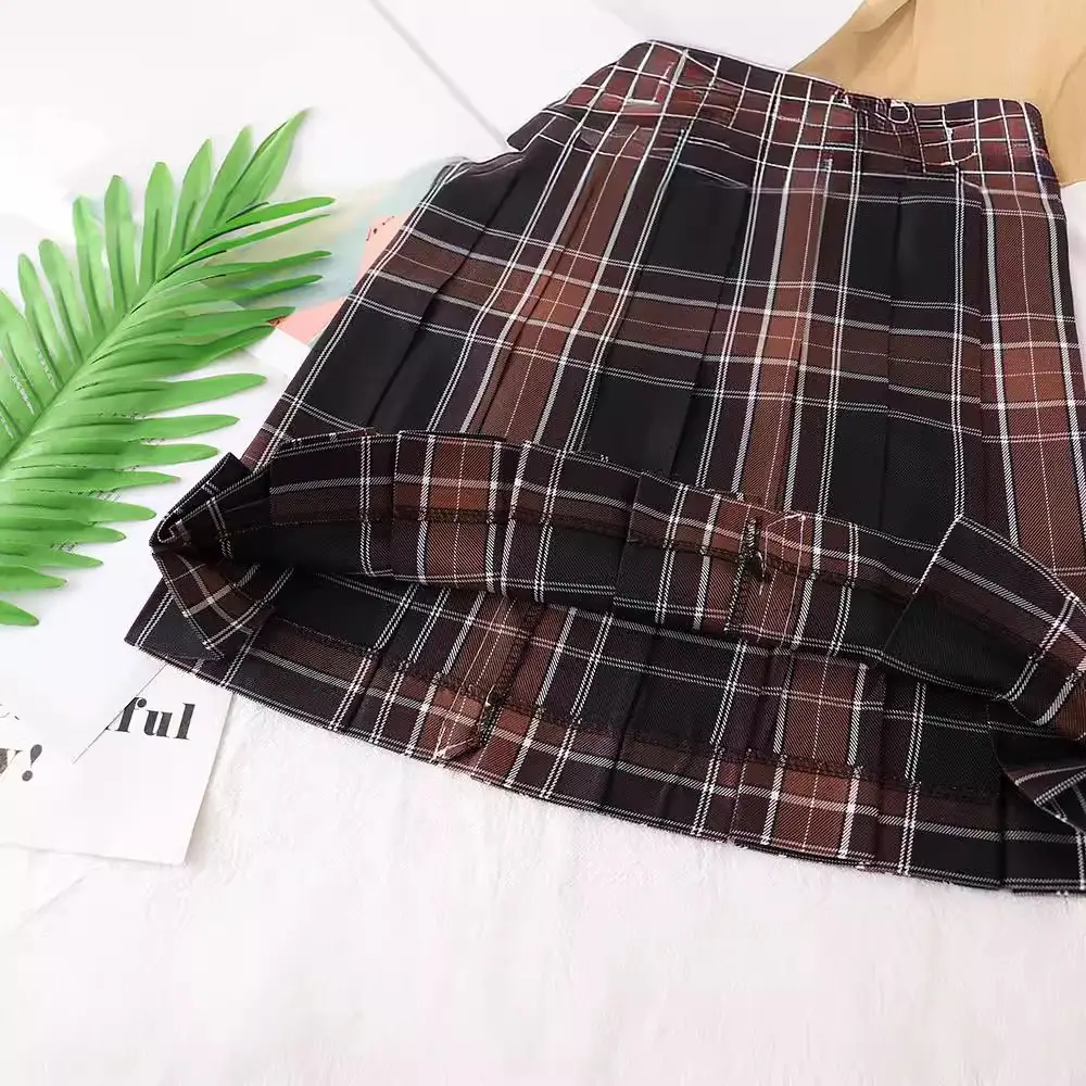 Japanese College High Waist Black Sugar Ginger Tea JK Uniform Pleated Skirt