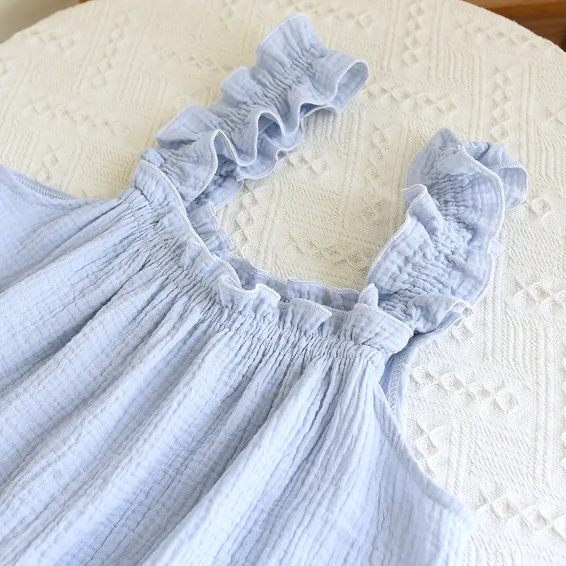 Nightdress Women's Summer Cotton Yarn Pure Cotton Thin Sling Pajamas Loose Mid-length Sweet Cute Long Dress Home Clothes — feature 19