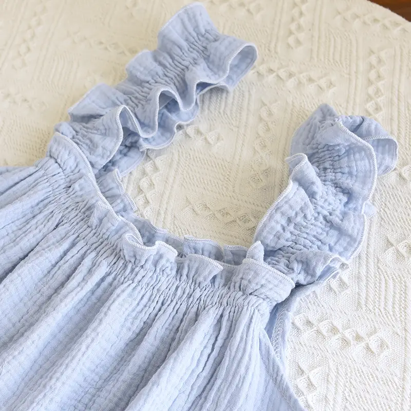 Nightdress Women's Summer Cotton Yarn Pure Cotton Thin Sling Pajamas Loose Mid-length Sweet Cute Long Dress Home Clothes — feature 20