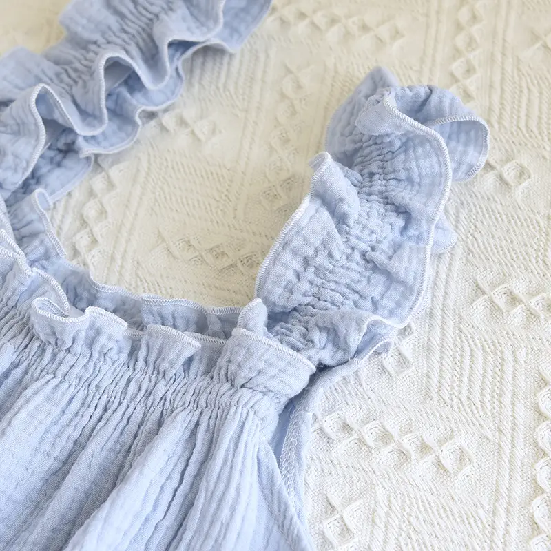 Nightdress Women's Summer Cotton Yarn Pure Cotton Thin Sling Pajamas Loose Mid-length Sweet Cute Long Dress Home Clothes — feature 21