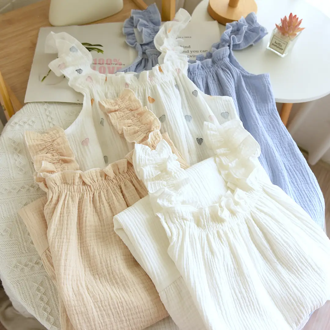 Nightdress Women's Summer Cotton Yarn Pure Cotton Thin Sling Pajamas Loose Mid-length Sweet Cute Long Dress Home Clothes — feature 9