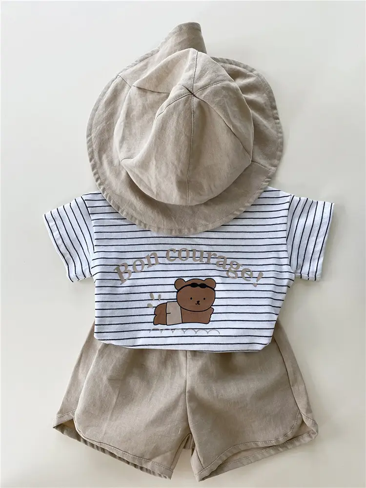 2026 Kids T-Shirt Bon Courage Bear Print Gray — feature 10