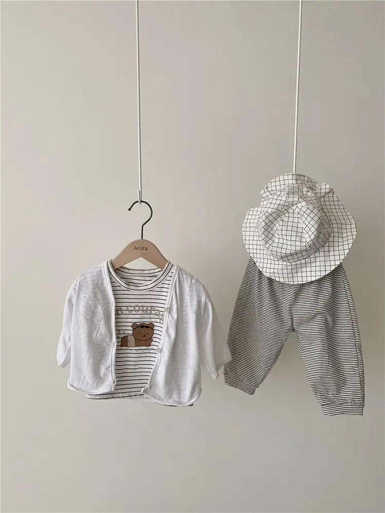 2026 Kids T-Shirt Bon Courage Bear Print Gray — feature 12