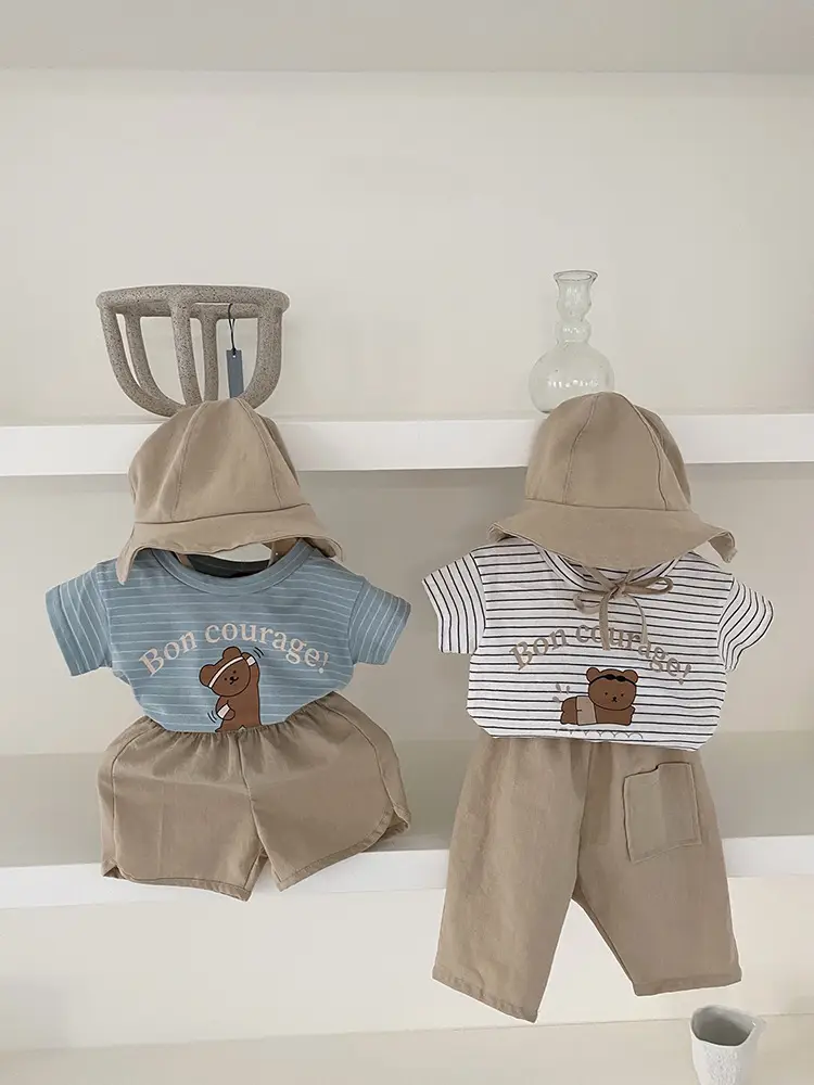 2026 Kids T-Shirt Bon Courage Bear Print Gray — feature 15