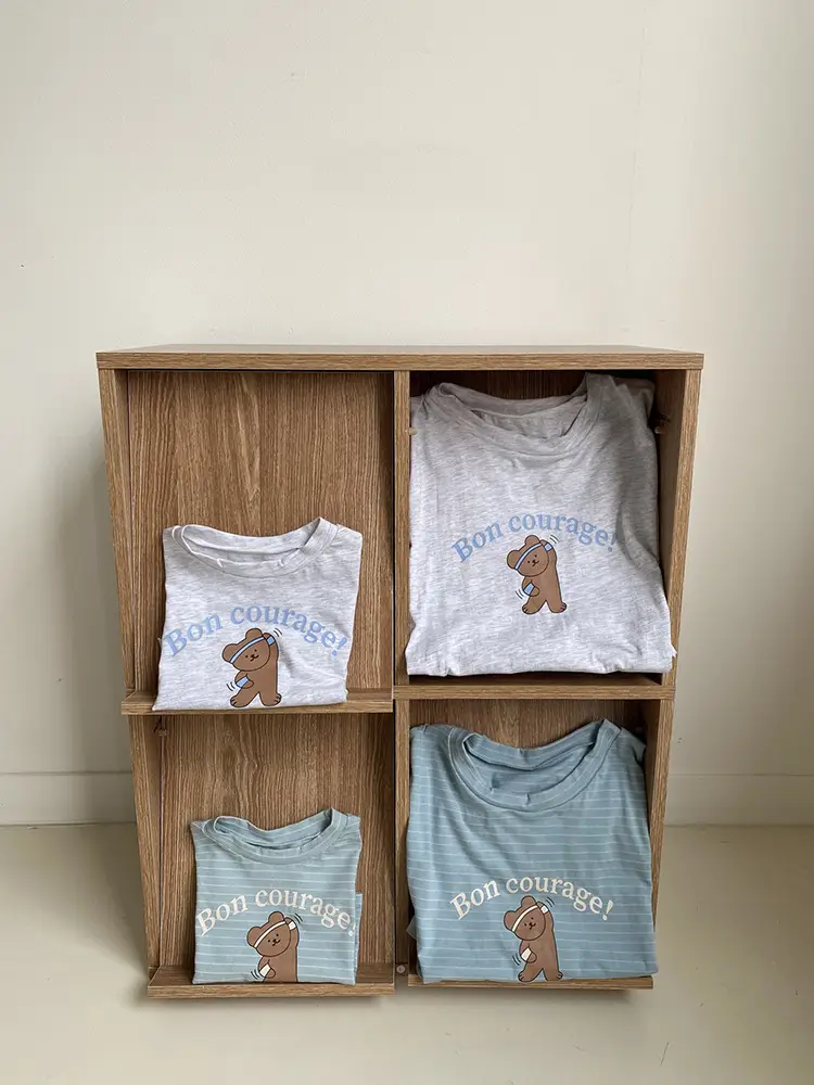 2026 Kids T-Shirt Bon Courage Bear Print Gray — feature 18