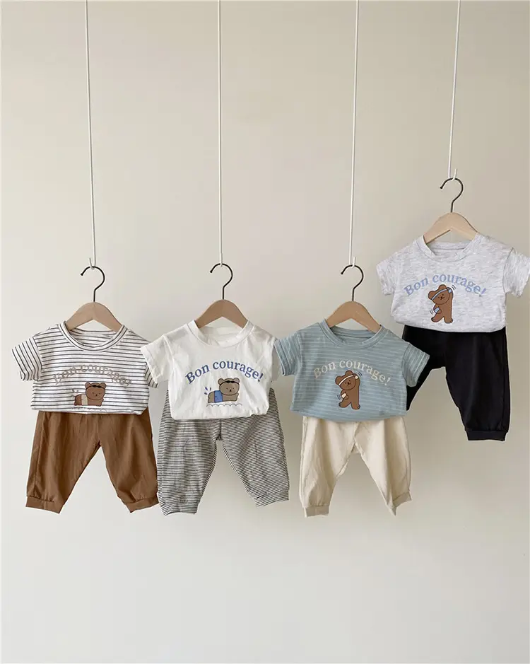 2026 Kids T-Shirt Bon Courage Bear Print Gray — feature 19