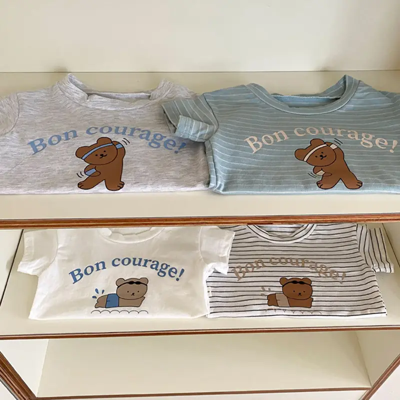 2026 Kids T-Shirt Bon Courage Bear Print Gray — feature 23