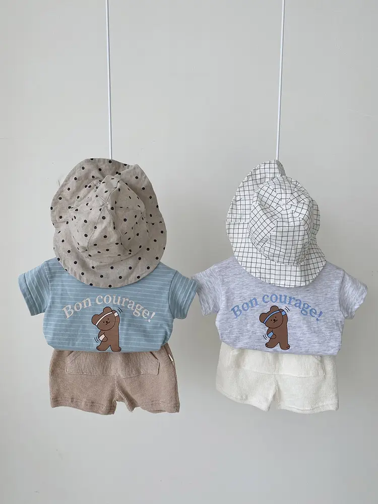 2026 Kids T-Shirt Bon Courage Bear Print Gray — feature 7