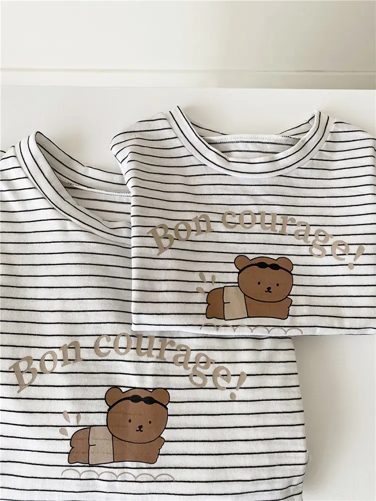 2026 Kids T-Shirt Bon Courage Bear Print Gray — feature 8
