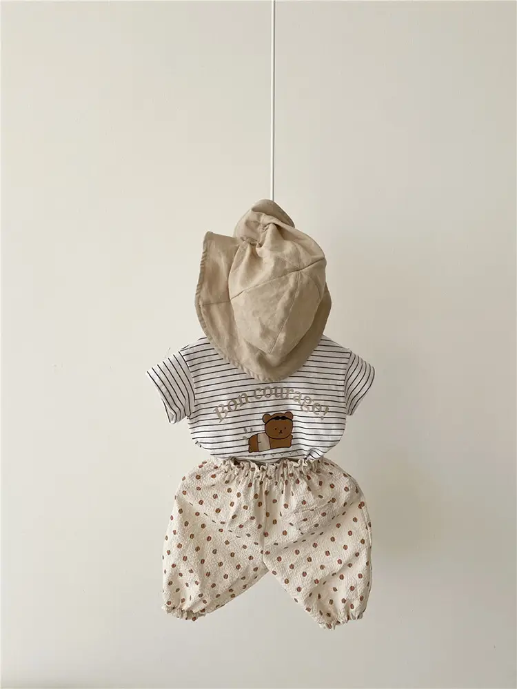 2026 Kids T-Shirt Bon Courage Bear Print Gray — feature 9