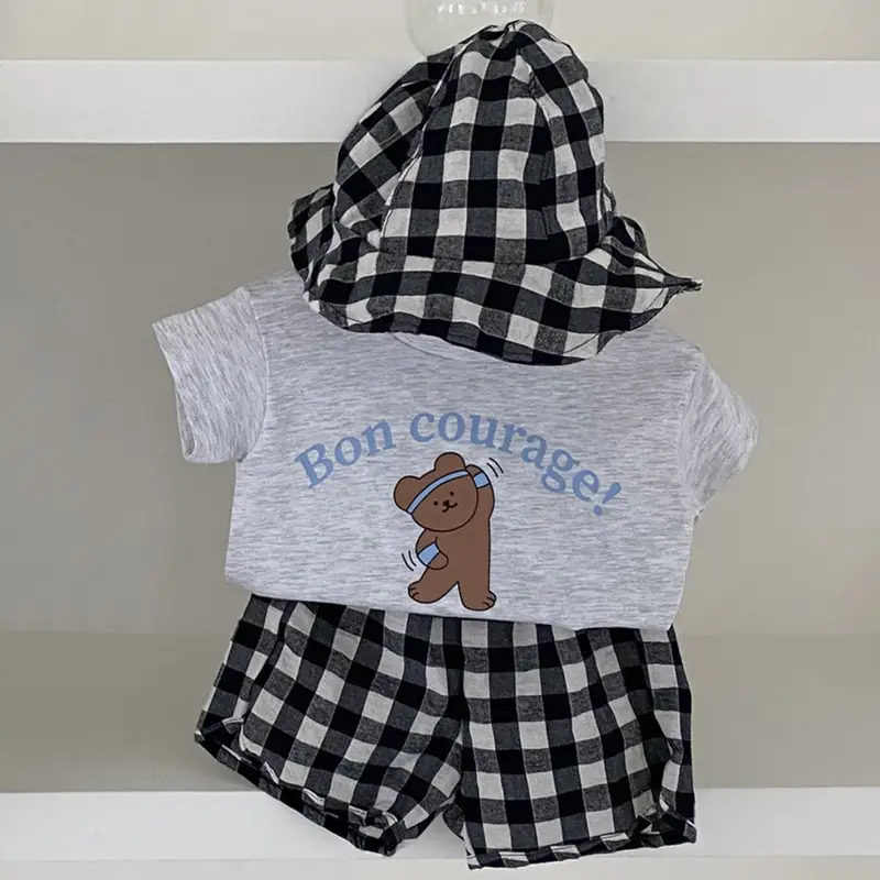 2026 Kids T-Shirt Bon Courage Bear Print Gray - Image 2