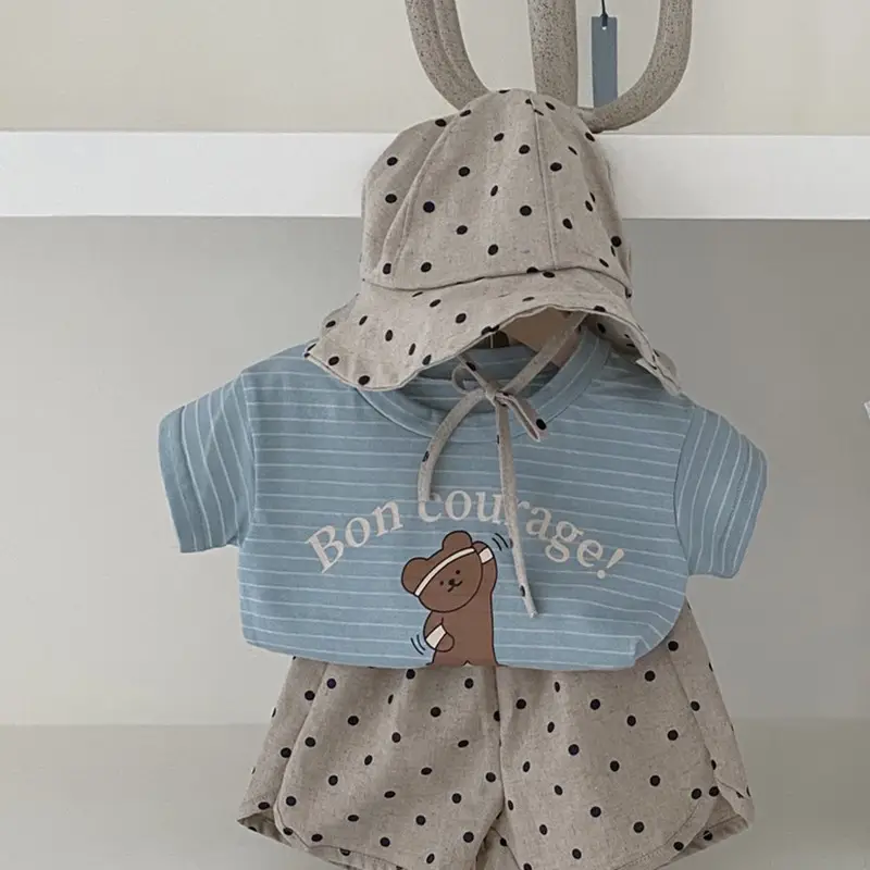 2026 Kids T-Shirt Bon Courage Bear Print Gray - Image 3