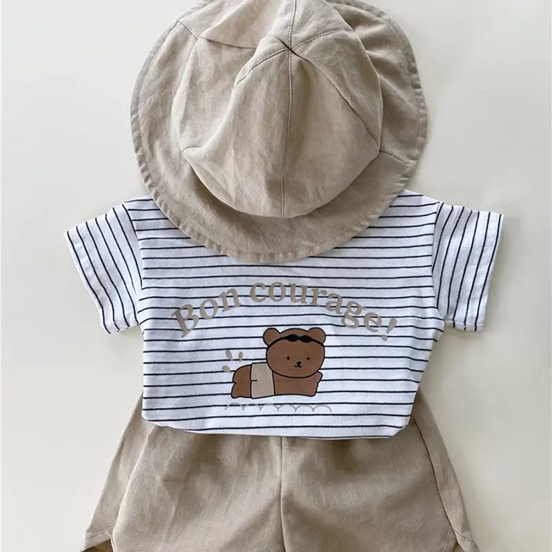 2026 Kids T-Shirt Bon Courage Bear Print Gray - Image 4