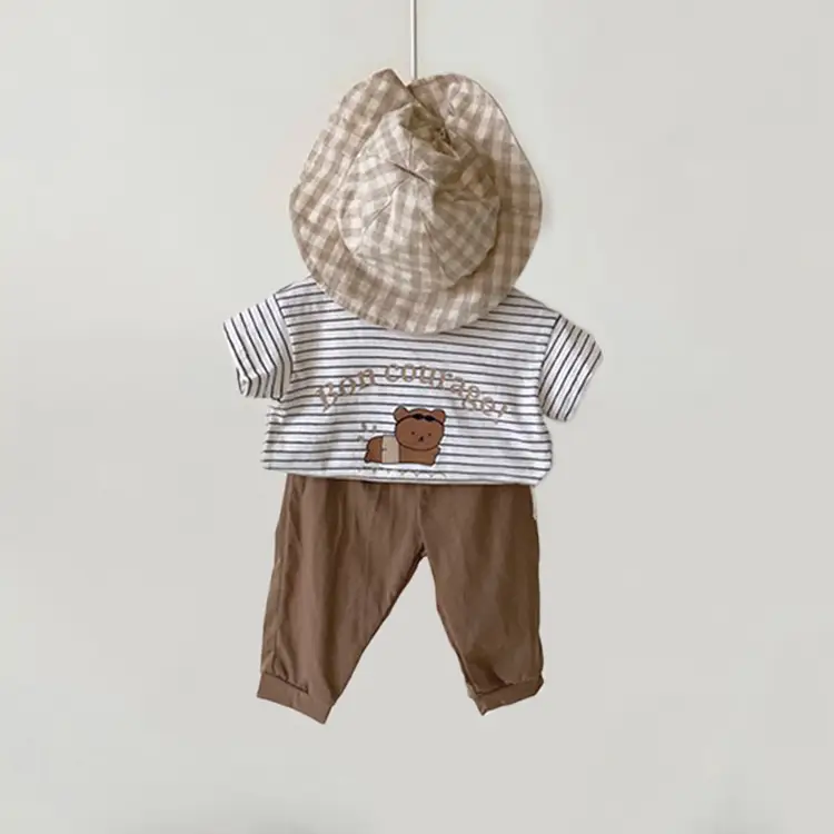 2026 Kids T-Shirt Bon Courage Bear Print Gray - Image 6