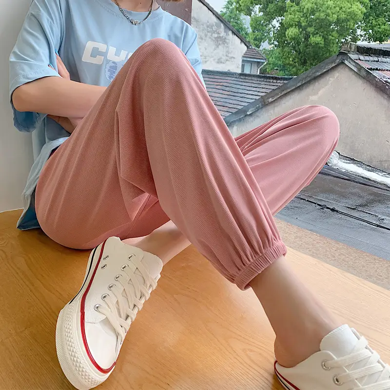 Women Loose Leg Warm Pink Sweatpants Large - Image 6