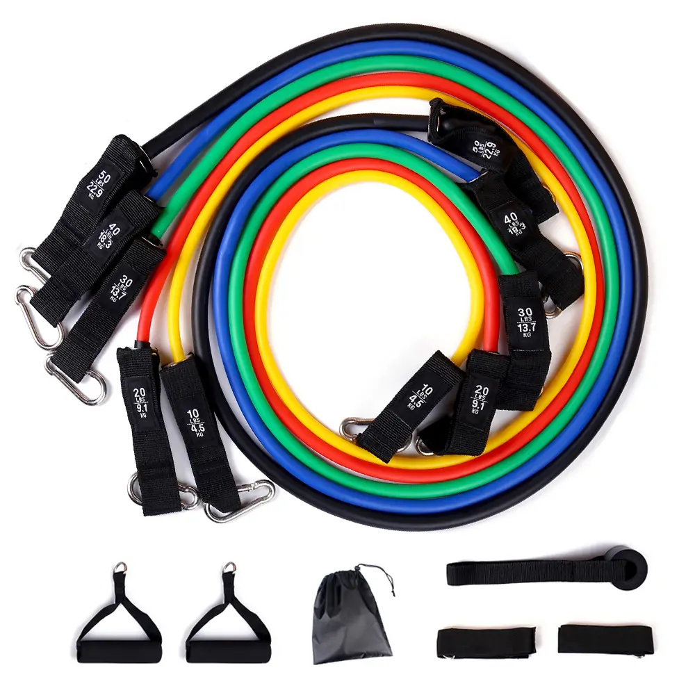 TPE tension rope 11 piece set tension device fitness beauty family one word fitness suit webbing mountaineering buckle