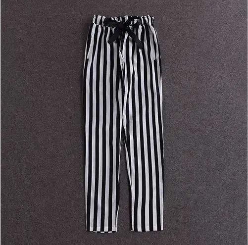 Women 2-Piece Striped T-Shirt & Pants Set White Black — feature 12