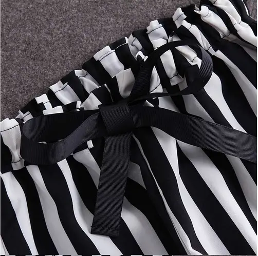 Women 2-Piece Striped T-Shirt & Pants Set White Black — feature 13
