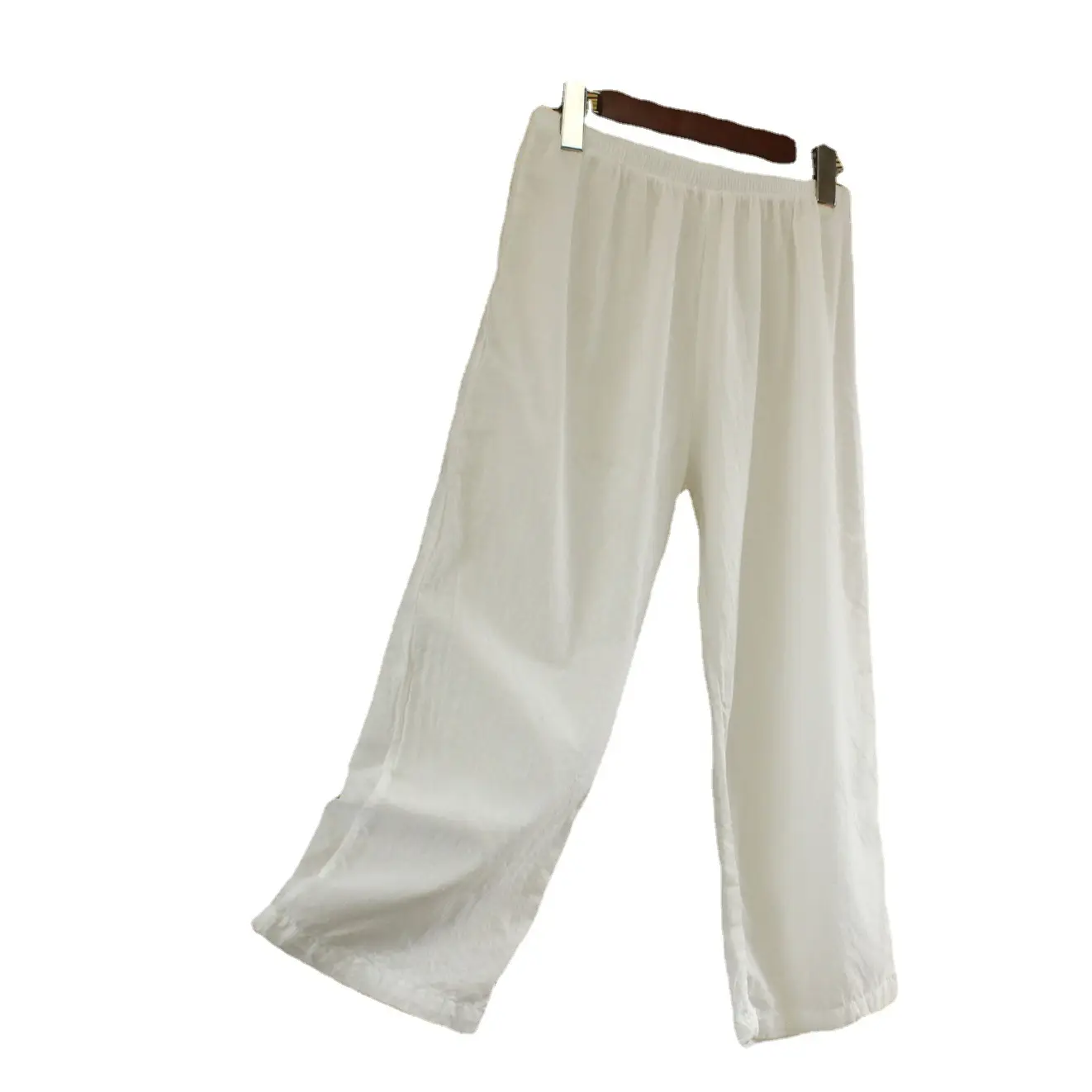 Women's Black Wide Leg Cotton Capri Pants - Image 8