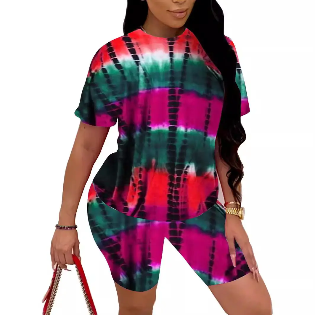 2025 Tie-Dye Women Shorts Set Short Sleeve - Image 8