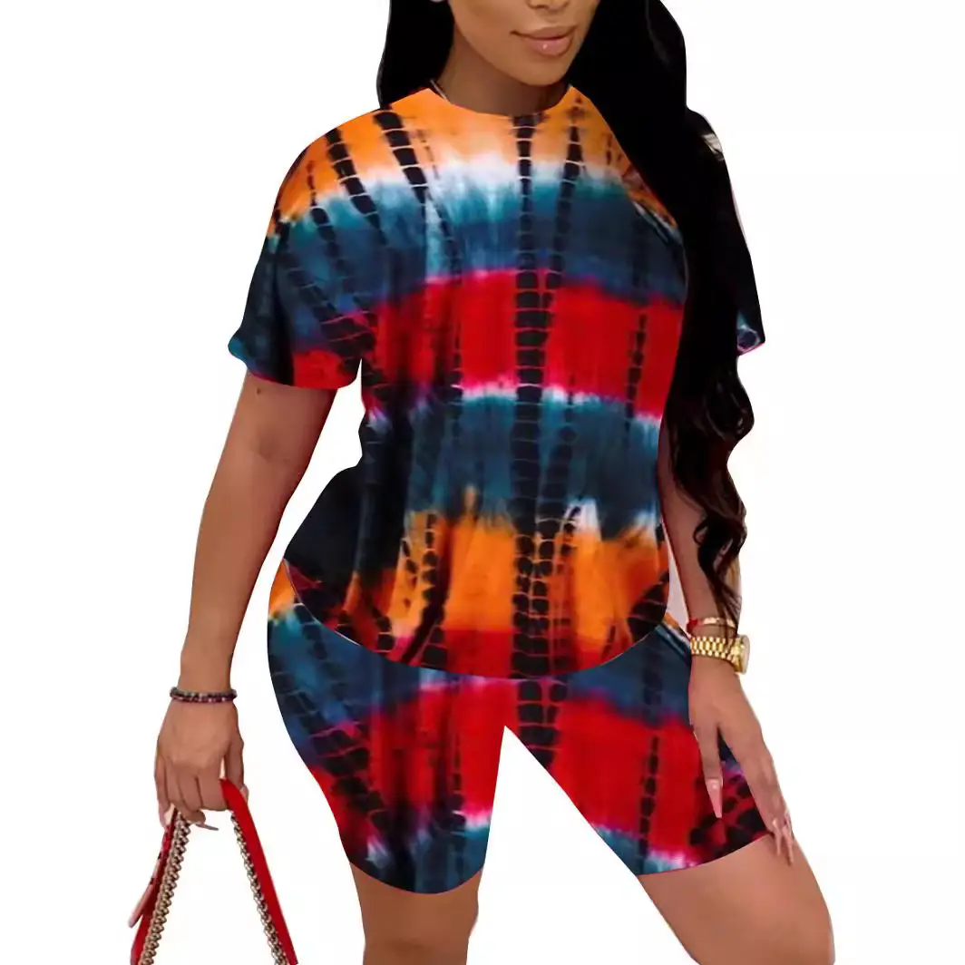 2025 Tie-Dye Women Shorts Set Short Sleeve - Image 9