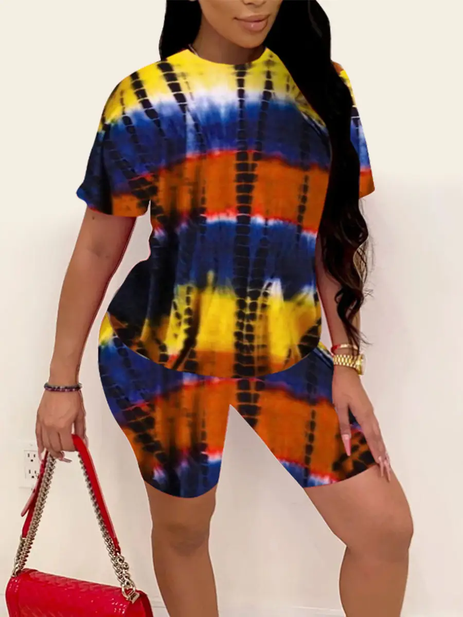 2025 Tie-Dye Women Shorts Set Short Sleeve — feature 13