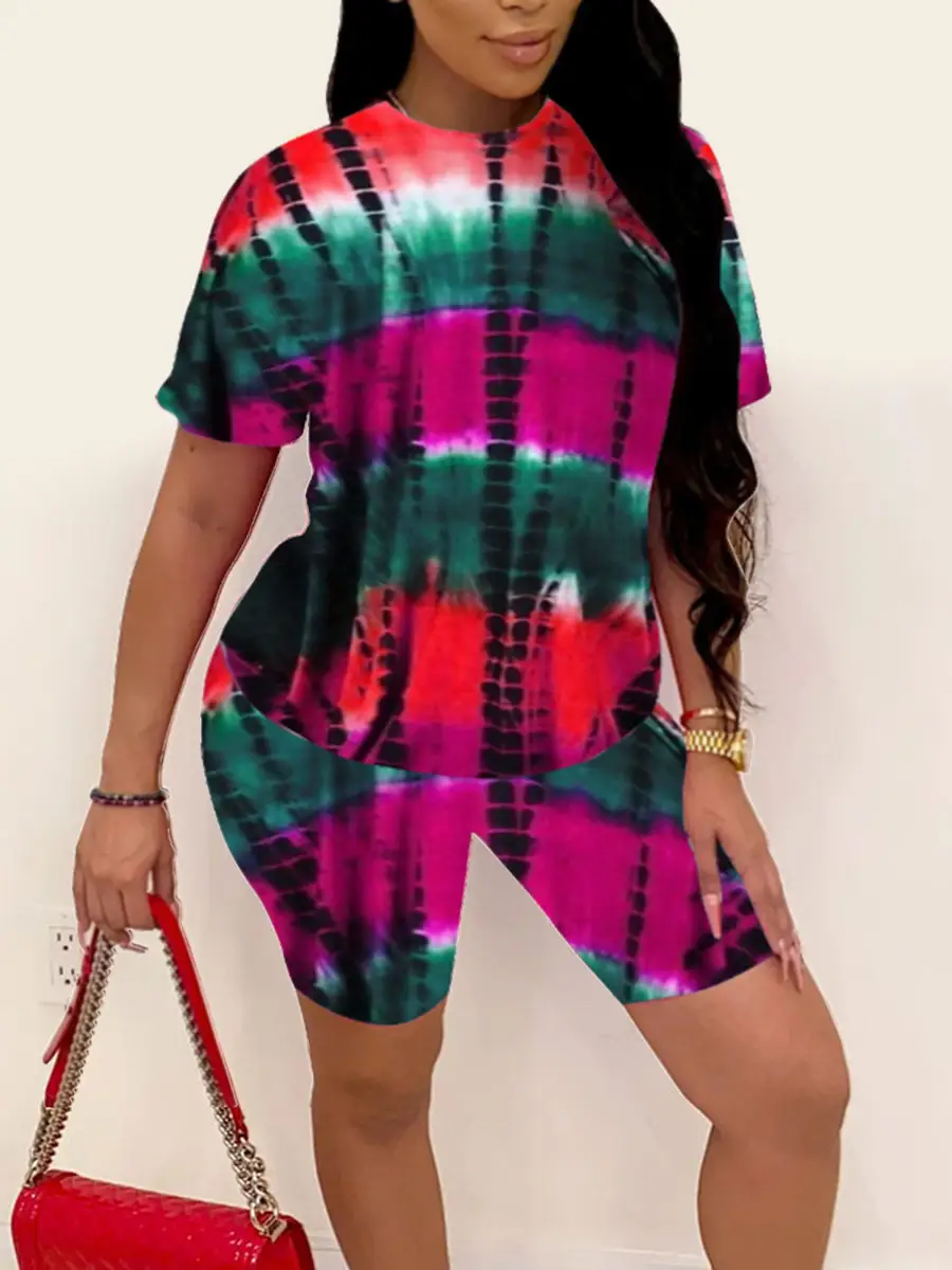 2025 Tie-Dye Women Shorts Set Short Sleeve — feature 14