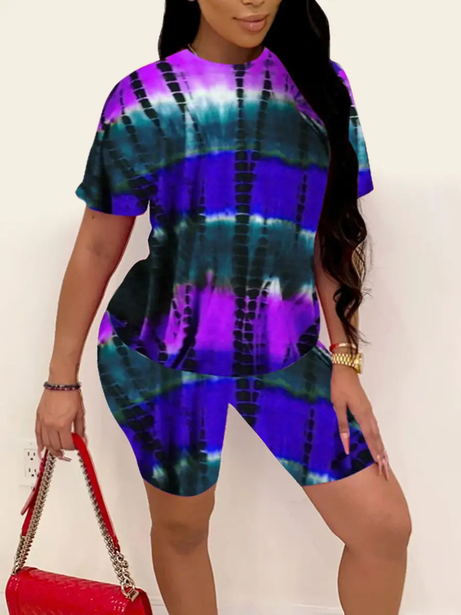 2025 Tie-Dye Women Shorts Set Short Sleeve — feature 16