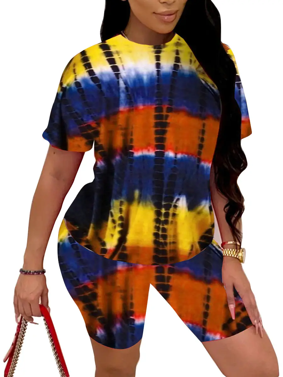 2025 Tie-Dye Women Shorts Set Short Sleeve — feature 17