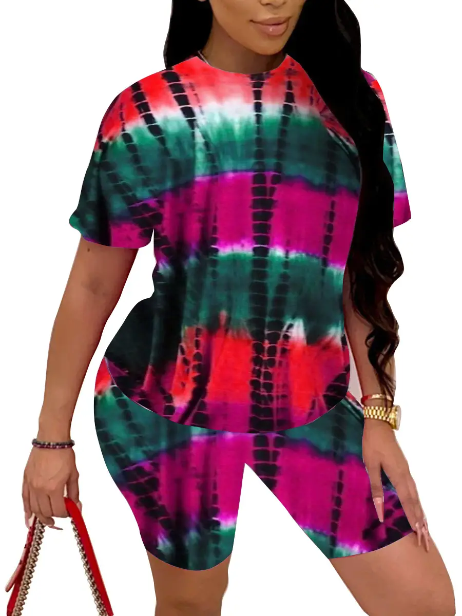 2025 Tie-Dye Women Shorts Set Short Sleeve — feature 18