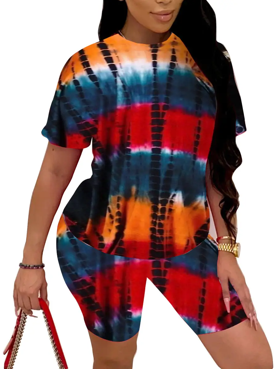 2025 Tie-Dye Women Shorts Set Short Sleeve — feature 19