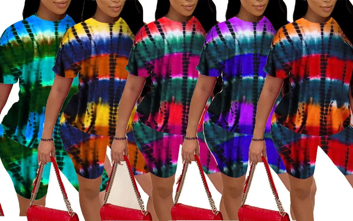 2025 Tie-Dye Women Shorts Set Short Sleeve — feature 2