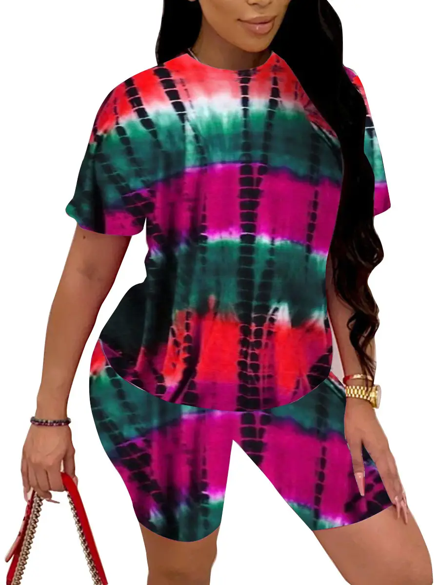 2025 Tie-Dye Women Shorts Set Short Sleeve - Image 2