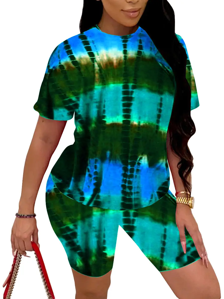 2025 Tie-Dye Women Shorts Set Short Sleeve - Image 5