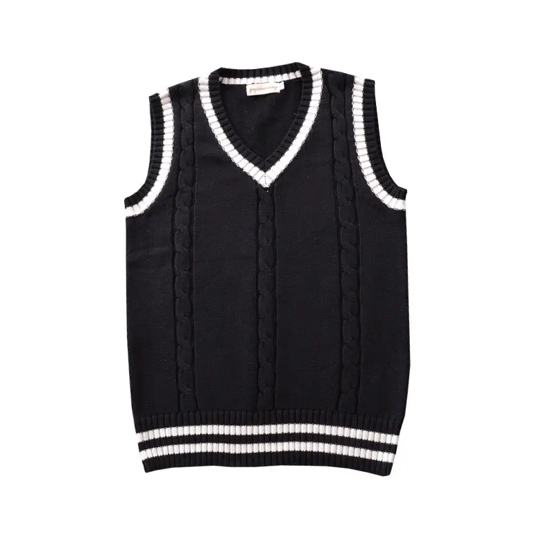 Spot College V-Neck Knitted V-Neck Vest Navy White - Image 2