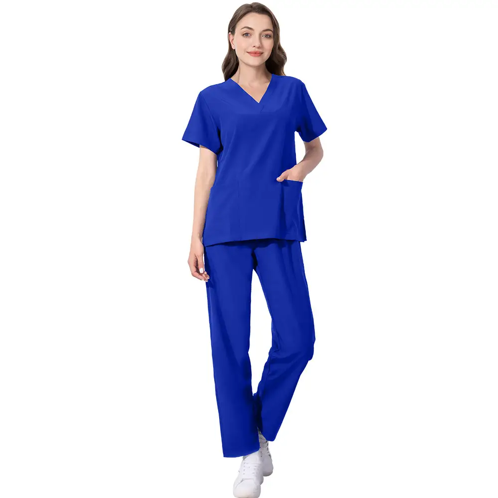 Light Blue Elastic Work Suit for Medical Professionals - Image 4