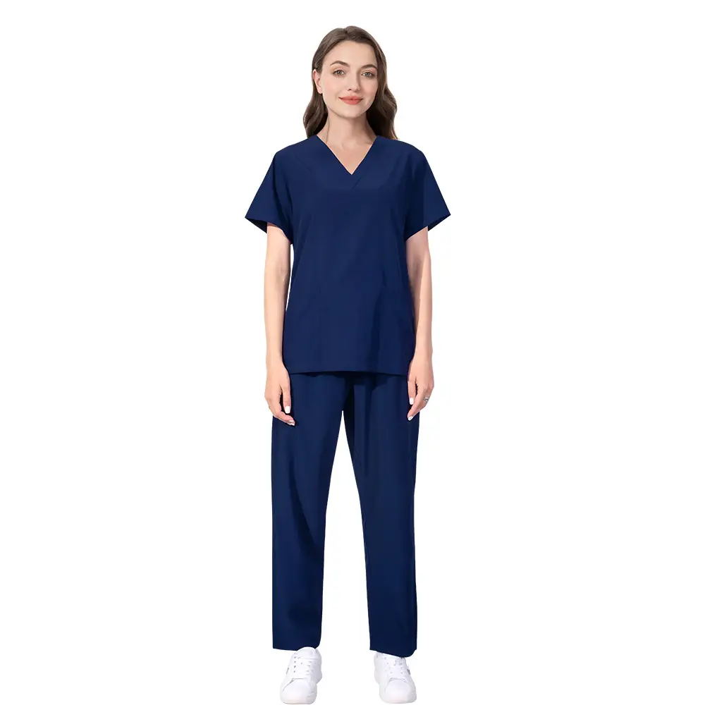 Light Blue Elastic Work Suit for Medical Professionals - Image 5