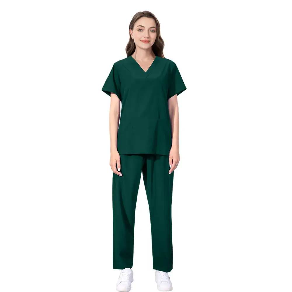 Light Blue Elastic Work Suit for Medical Professionals - Image 8