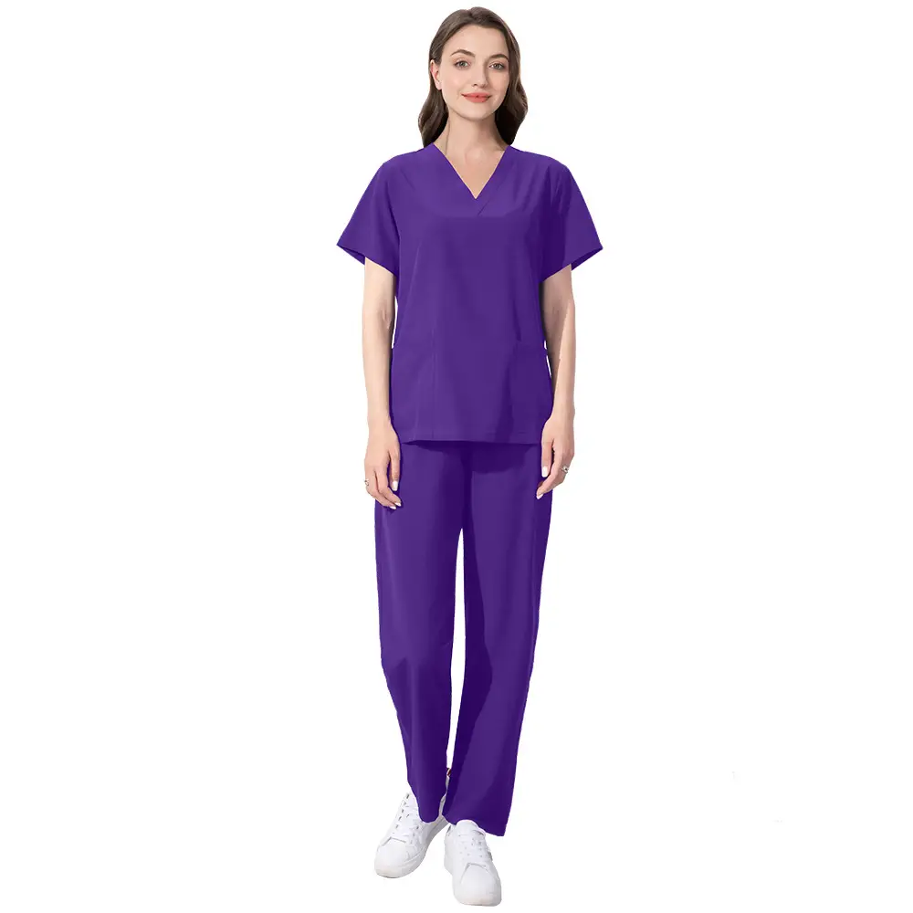 Light Blue Elastic Work Suit for Medical Professionals - Image 9