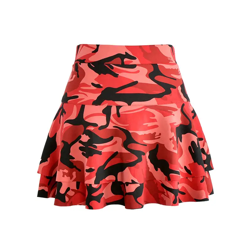 Maroon Square Dance Skirt High Waist Puffy - Image 8