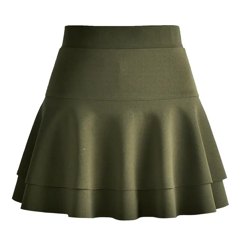 Maroon Square Dance Skirt High Waist Puffy - Image 4