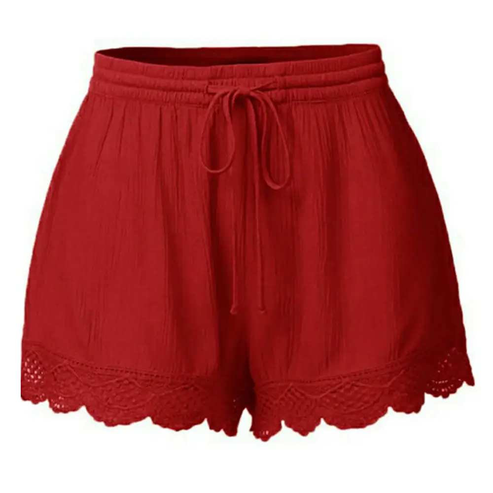 Women's 2024 Summer Lace Drawstring Shorts Green Multi Color - Image 3
