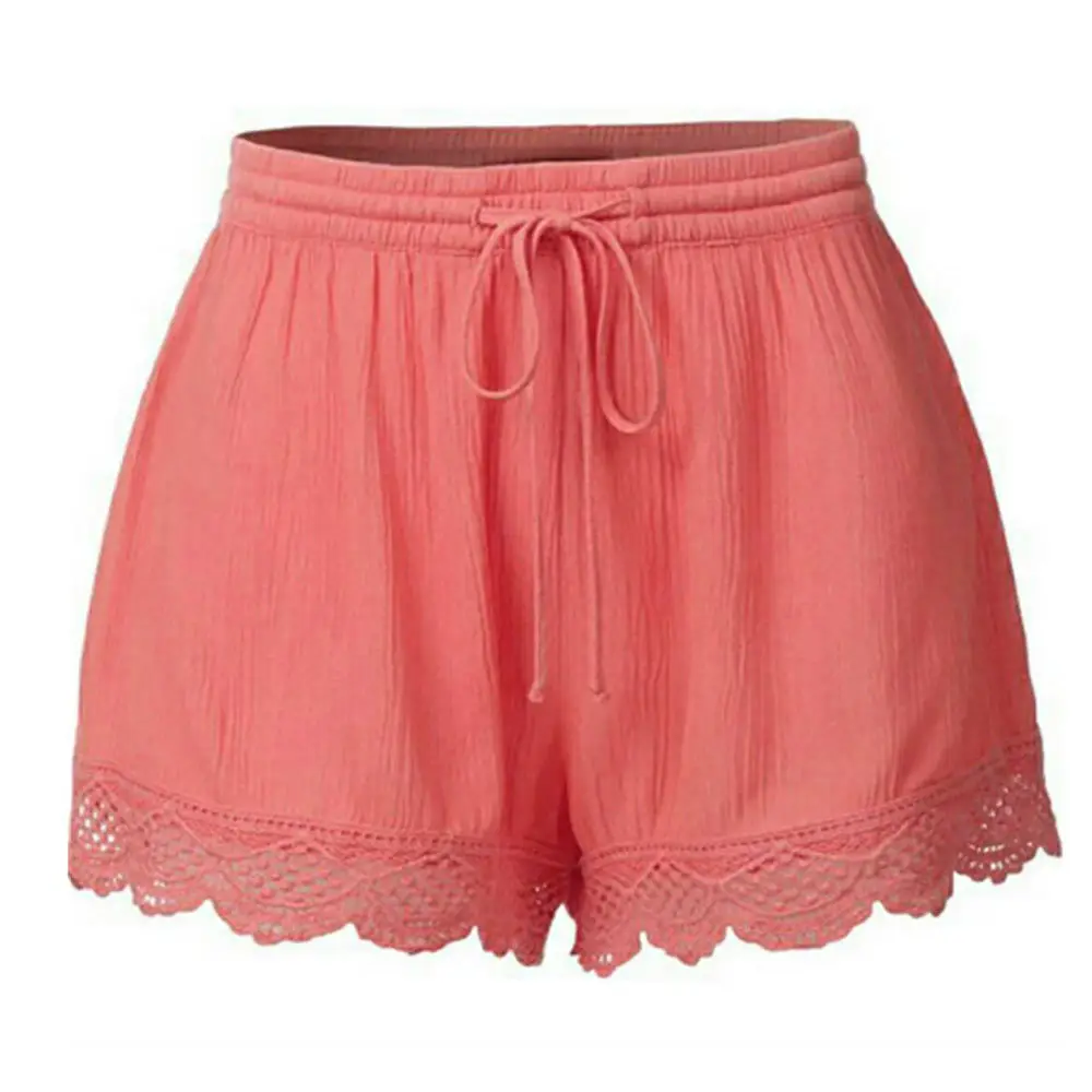 Women's 2024 Summer Lace Drawstring Shorts Green Multi Color - Image 2