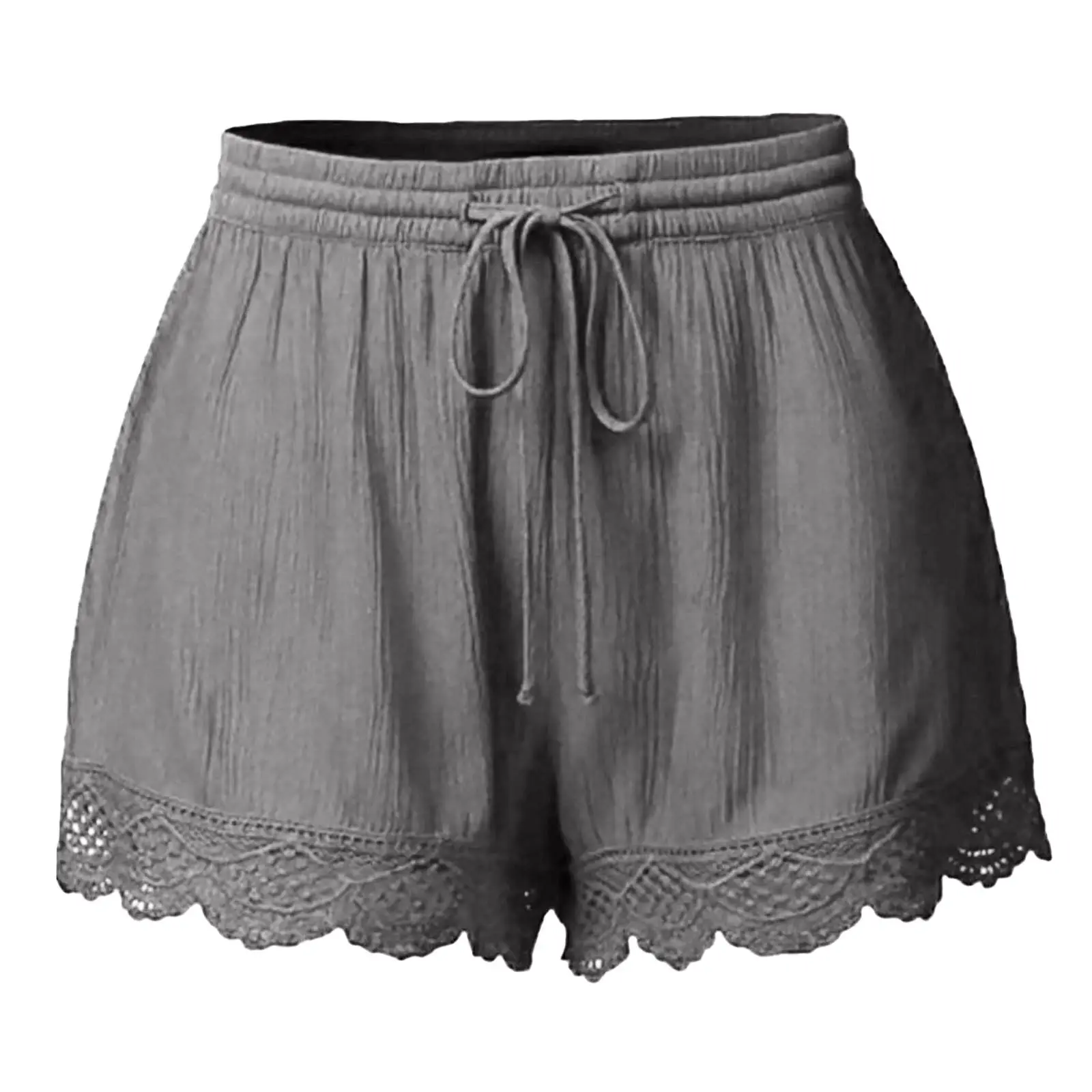 Women's 2024 Summer Lace Drawstring Shorts Green Multi Color - Image 7