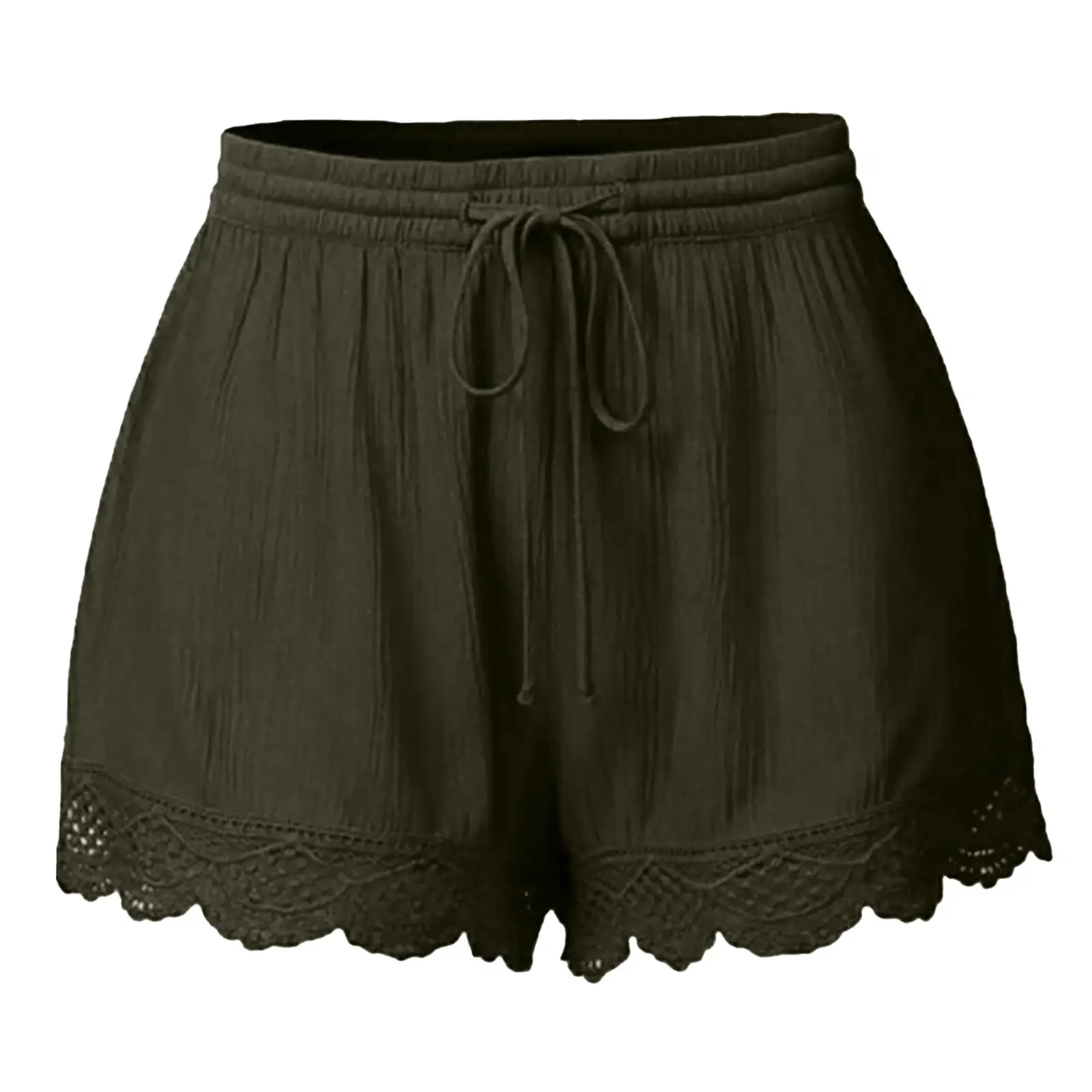 Women's 2024 Summer Lace Drawstring Shorts Green Multi Color - Image 9