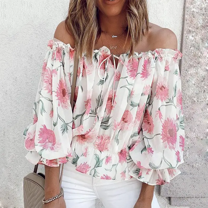 2023 Off-Shoulder Chiffon Floral Top for Women - Image 11
