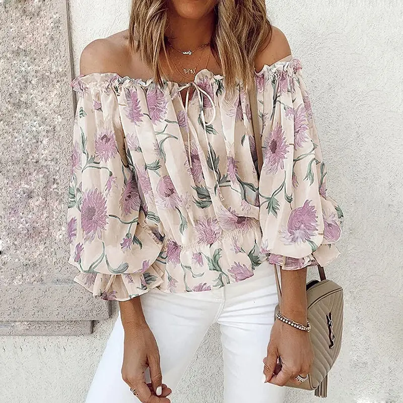 2023 Off-Shoulder Chiffon Floral Top for Women — feature 10