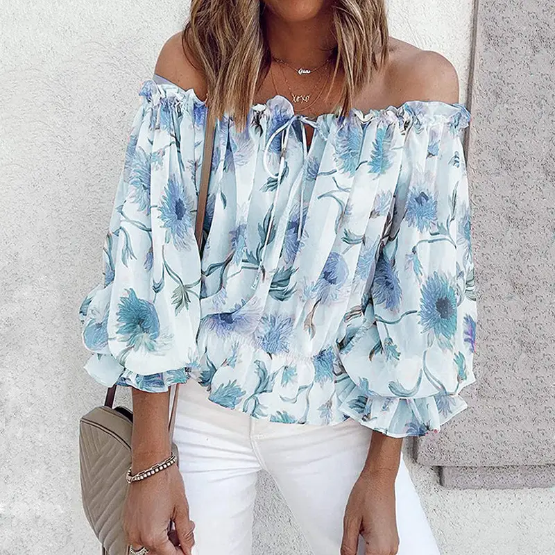 2023 Off-Shoulder Chiffon Floral Top for Women — feature 13