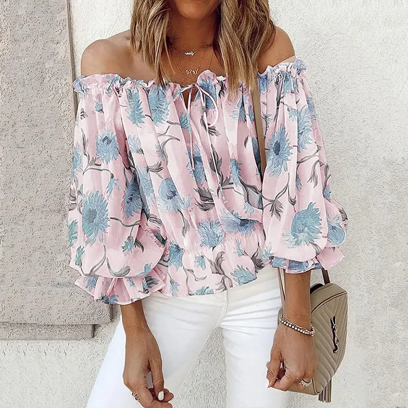 2023 Off-Shoulder Chiffon Floral Top for Women — feature 7